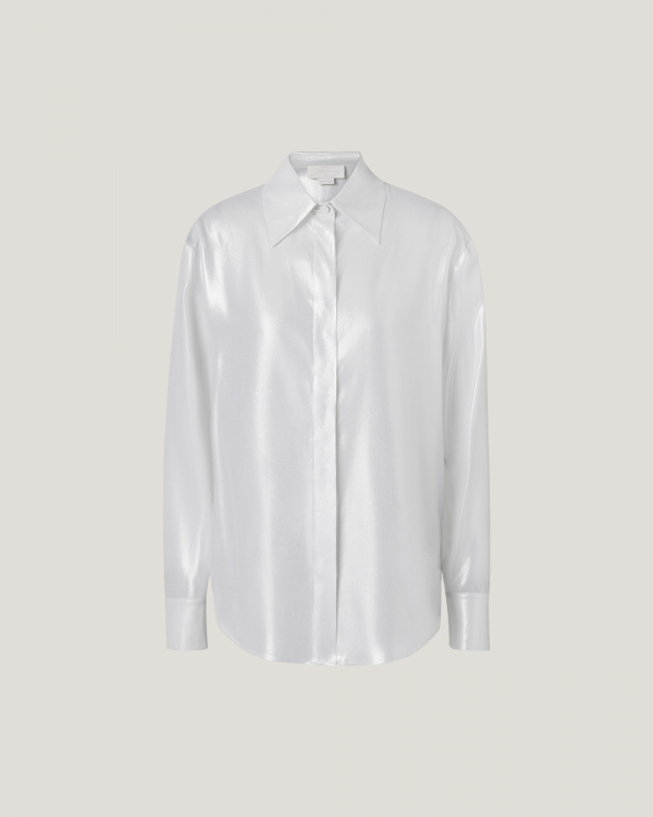 Silk-blend laminated shirt