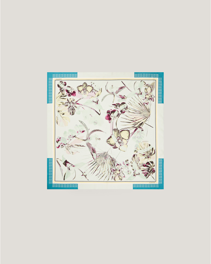 Jungle Orchids medium silk scarf