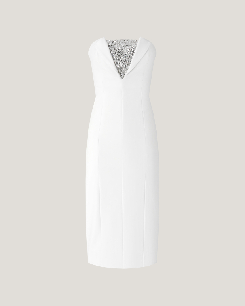 Sheath dress with rhinestone embroidery