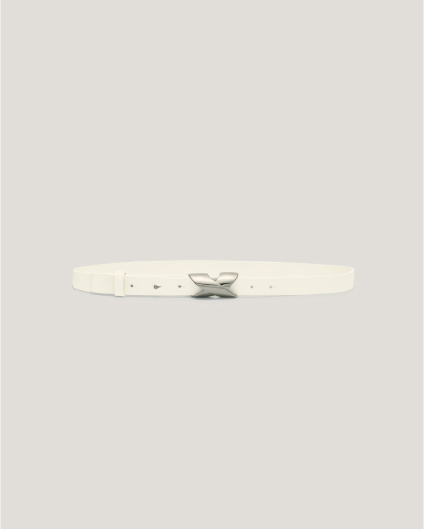 Nappa leather belt with double X buckle