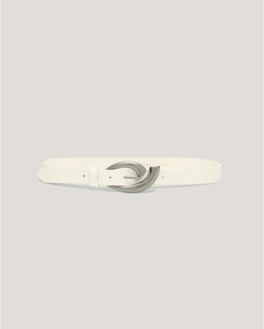 Nappa leather belt with gold G buckle