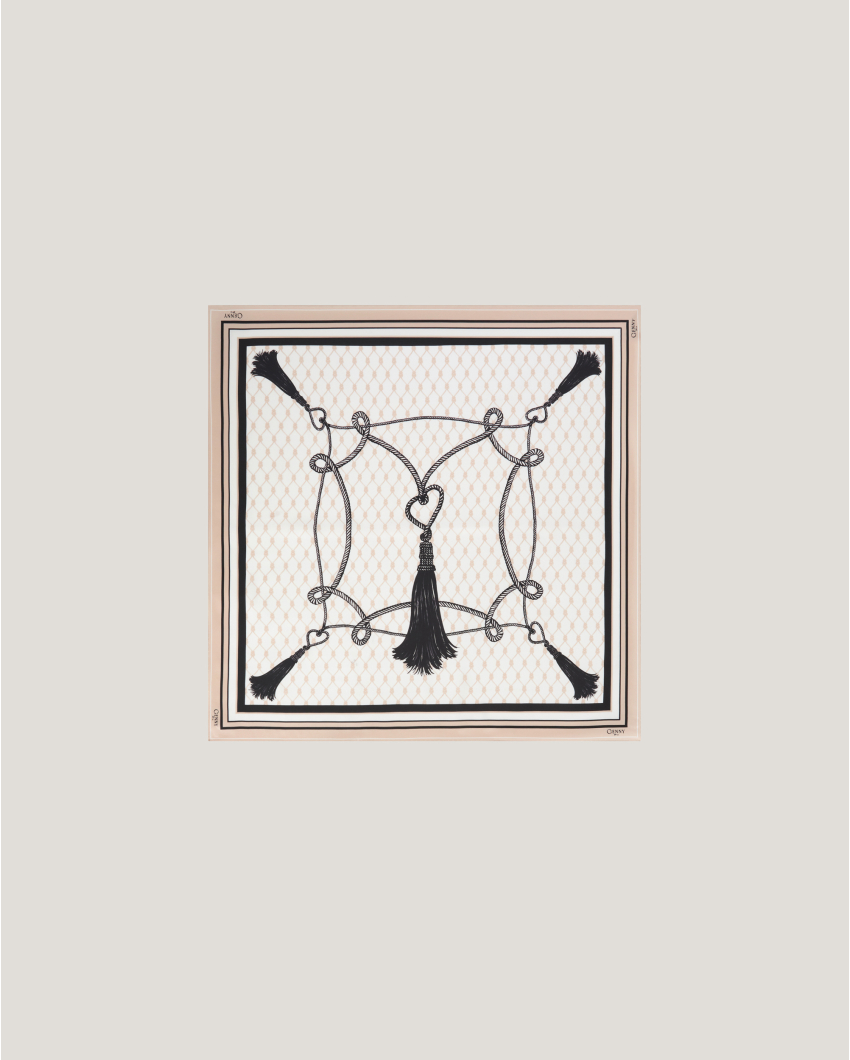 Silk scarf with tassels and heart