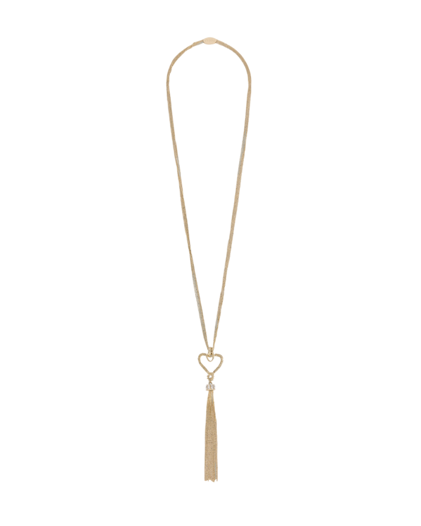 Necklace with heart and jewel tassel