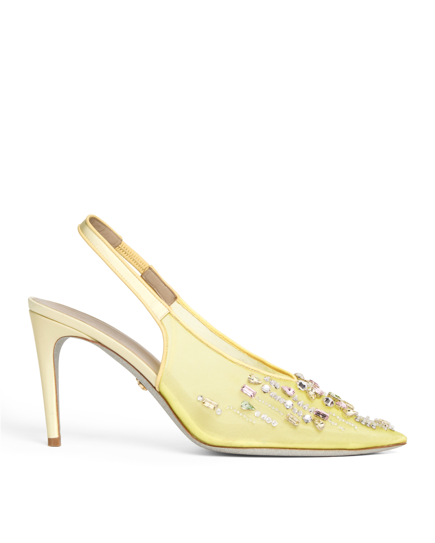 Embellished slingback pumps