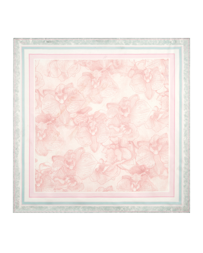 Silk scarf with orchid print