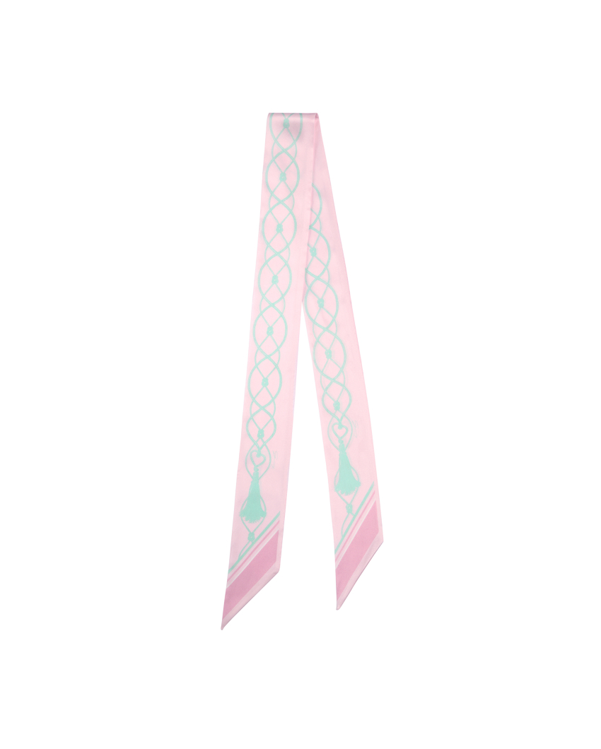 Silk ribbon with tassel print