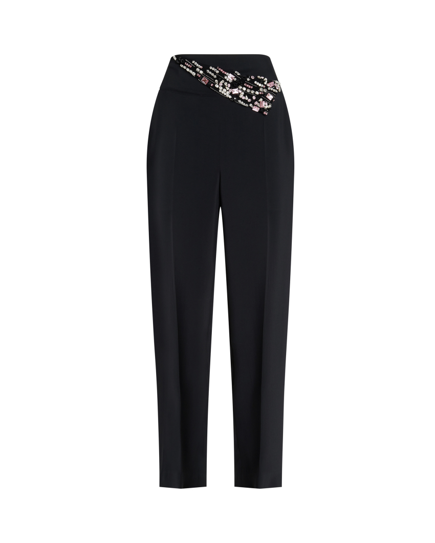 High-Waisted Straight-Leg Cady Trousers