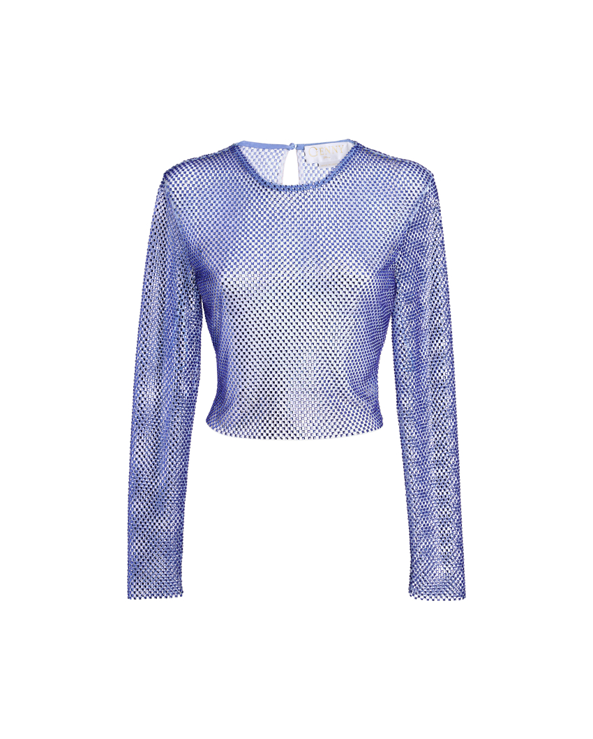 Top in rete con strass