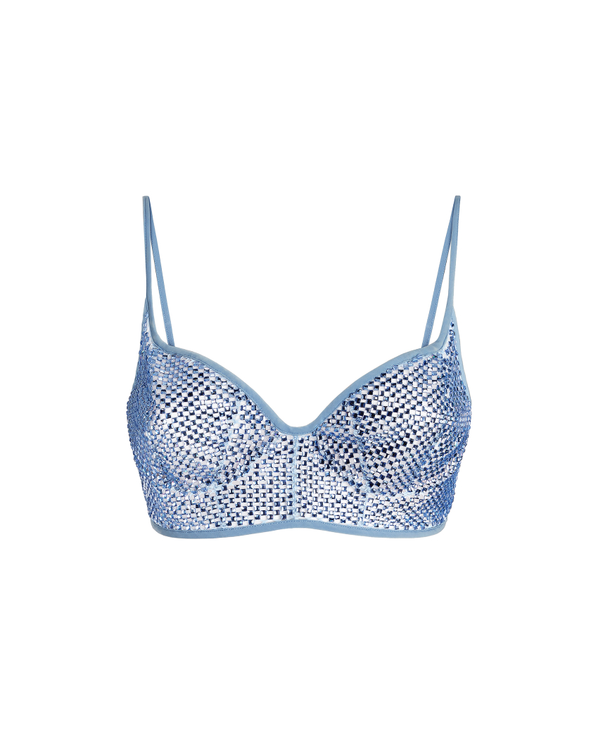 Top in rete con strass