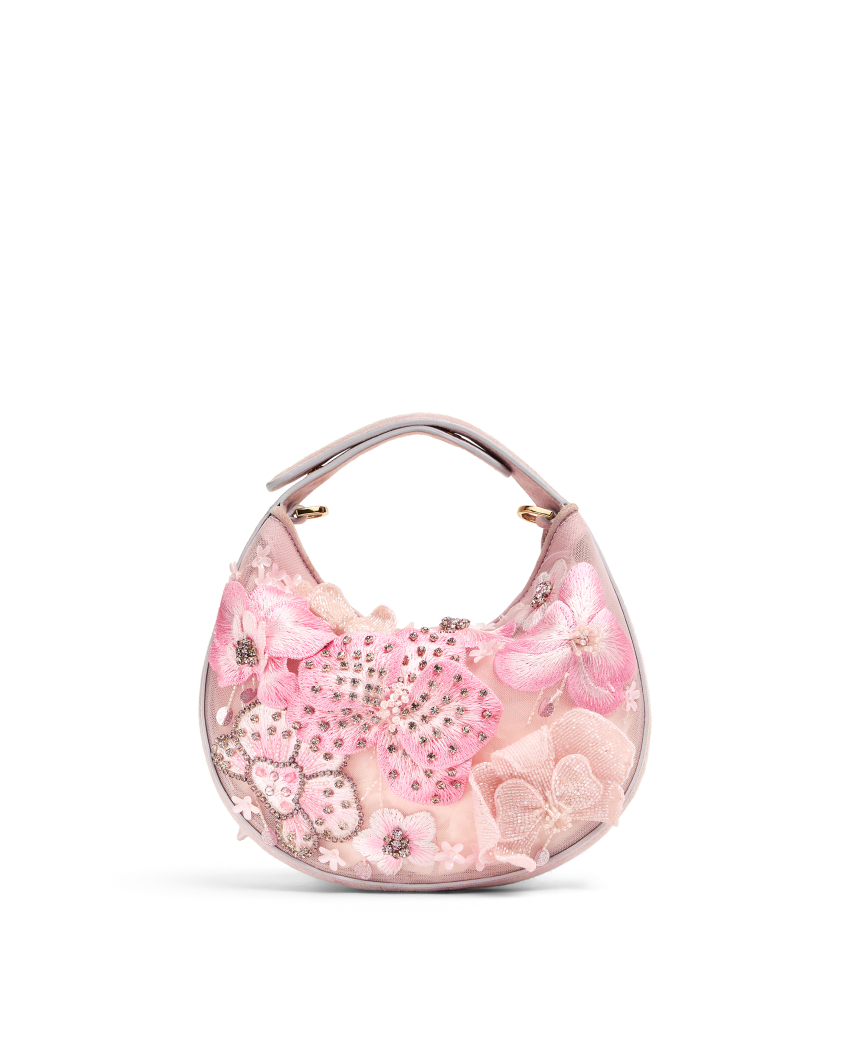 Mini Fortune bag with embroidered flowers