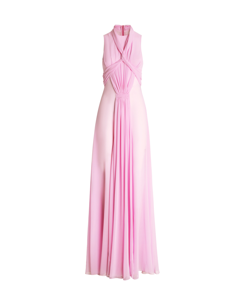 Long dress with draped bands