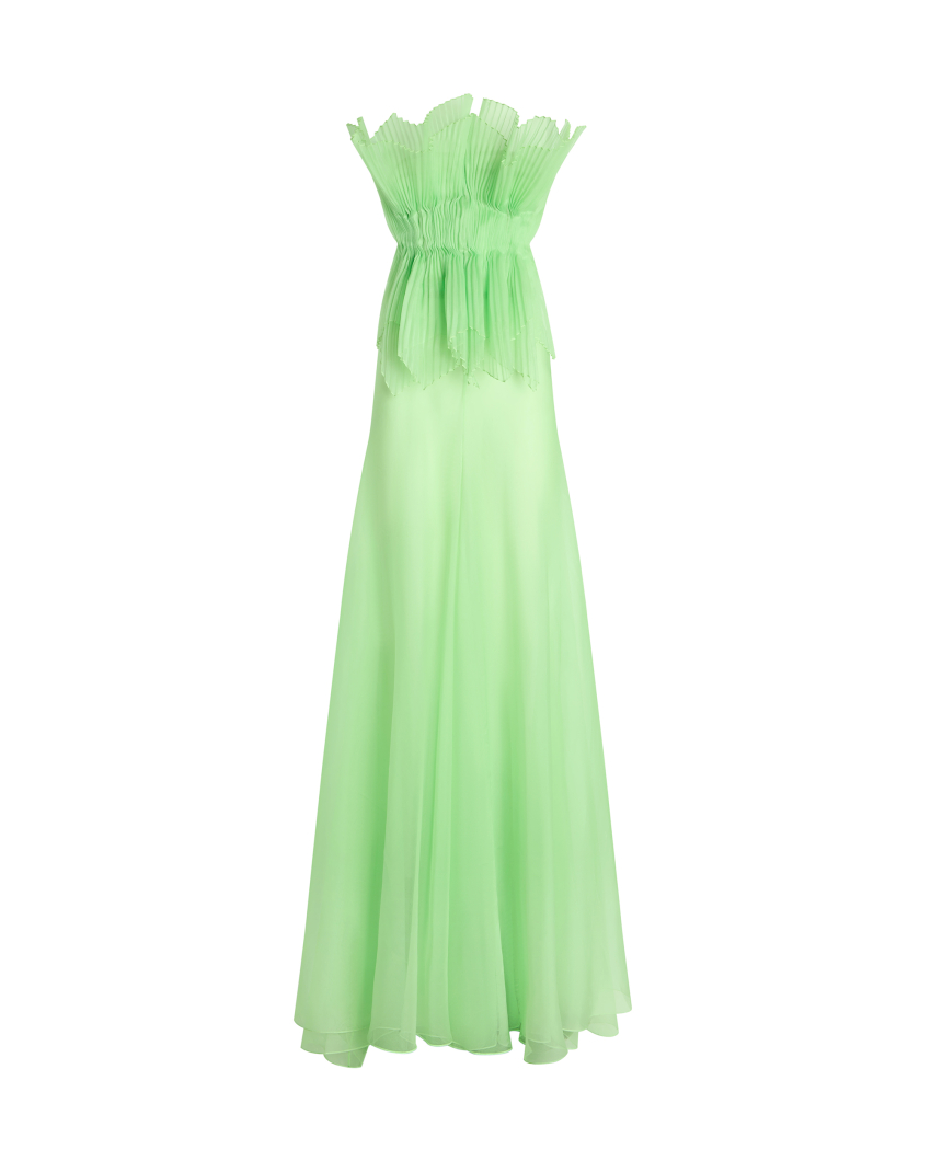 Long dress with pleated bustier