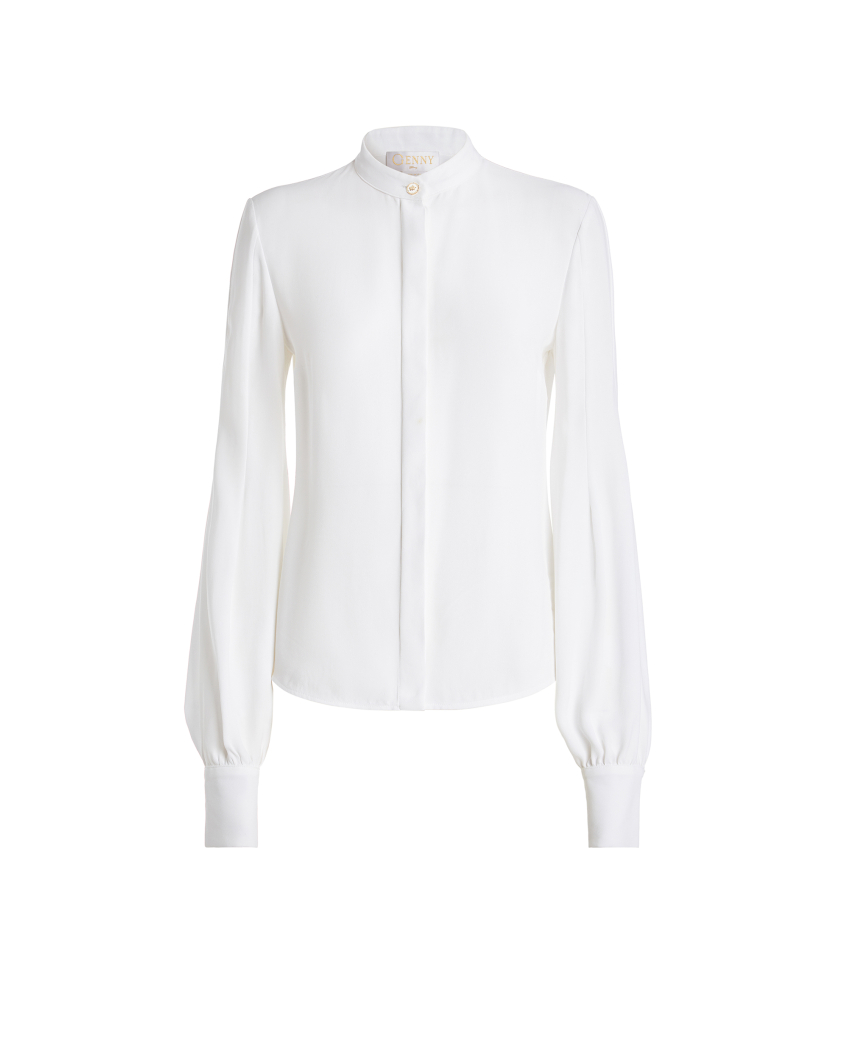 Camicia in georgette con collo alla coreana