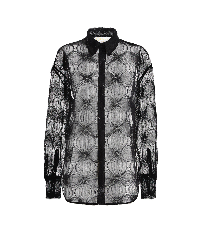 Camicia in tulle ricamato