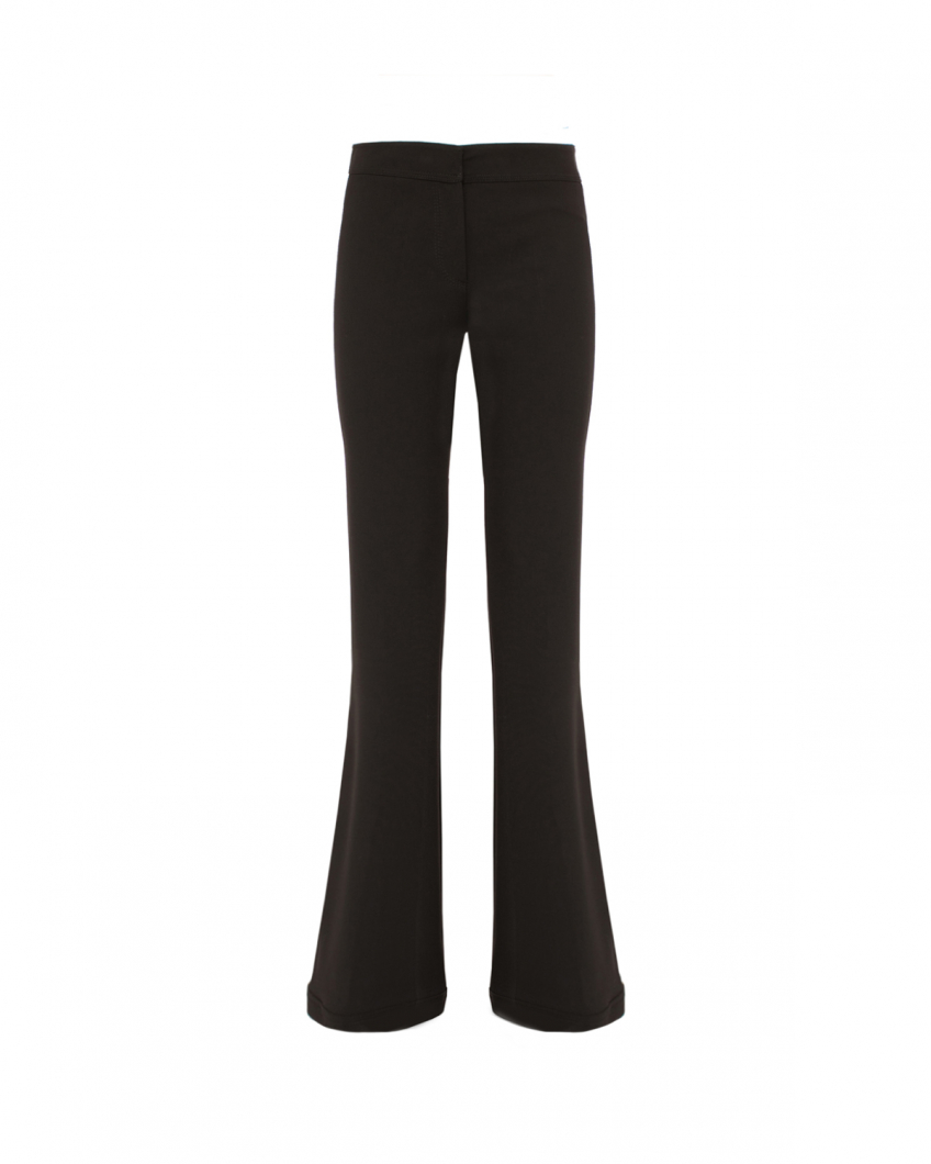 Black stretch cuffed wide-leg trousers 