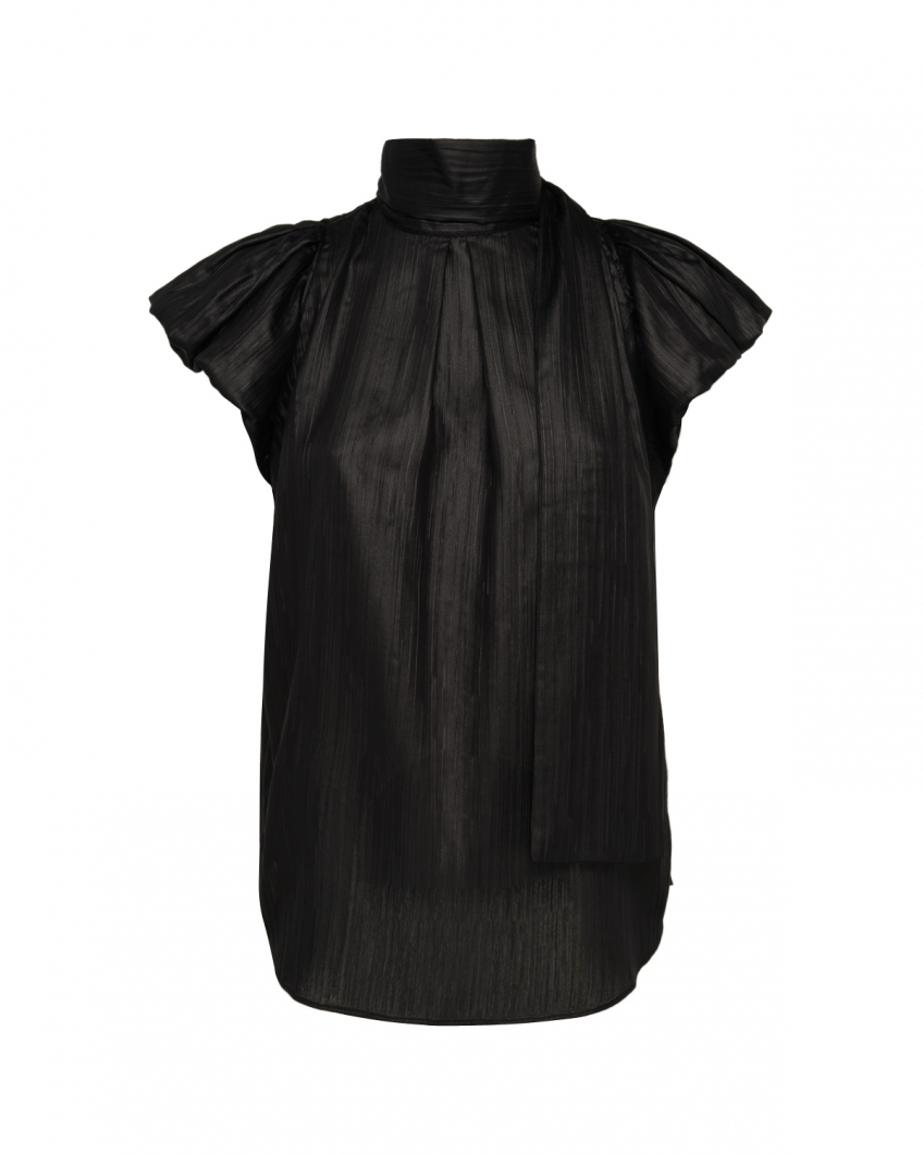 Black top with puffball sleeves