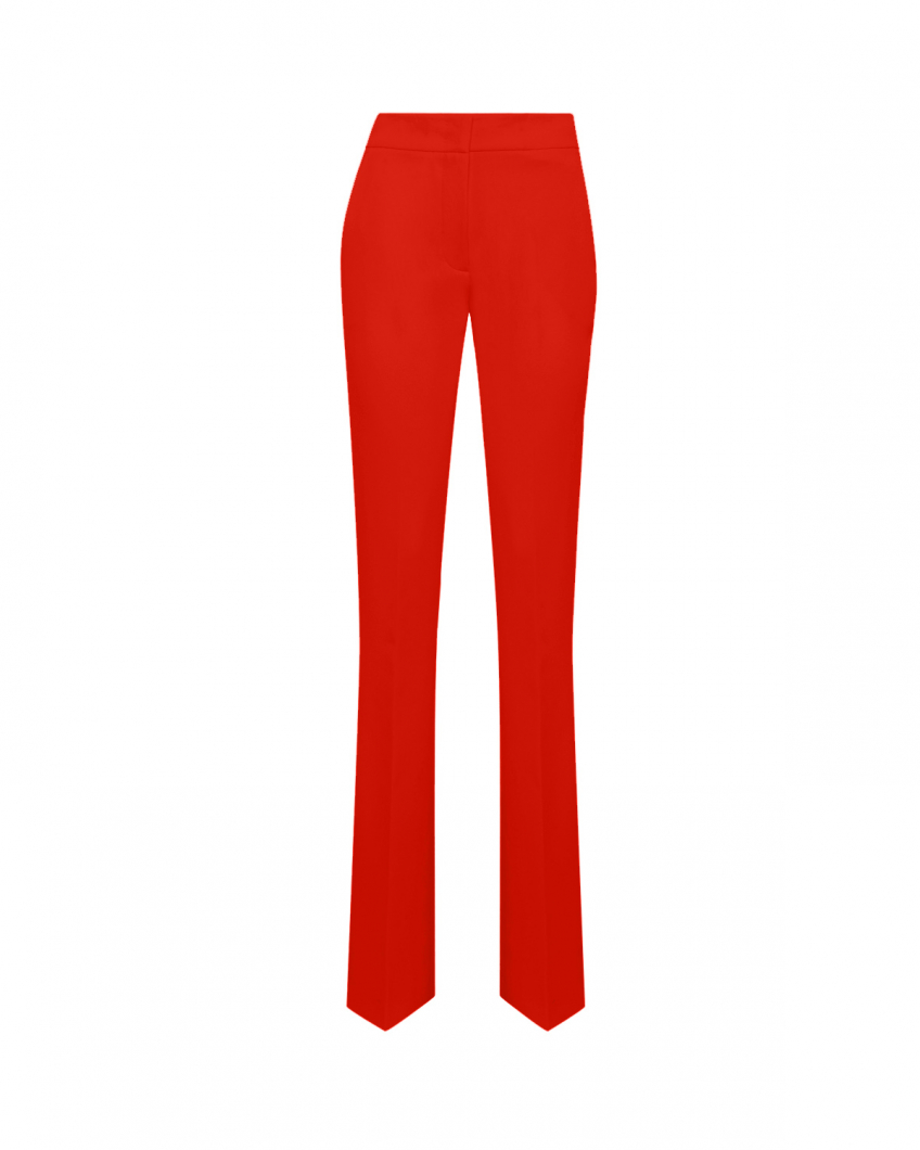 Red tight flared trousers