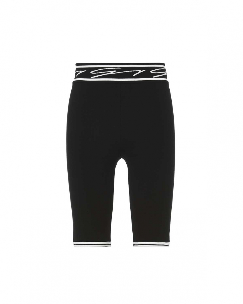Black cycling trousers with embossed tecnique