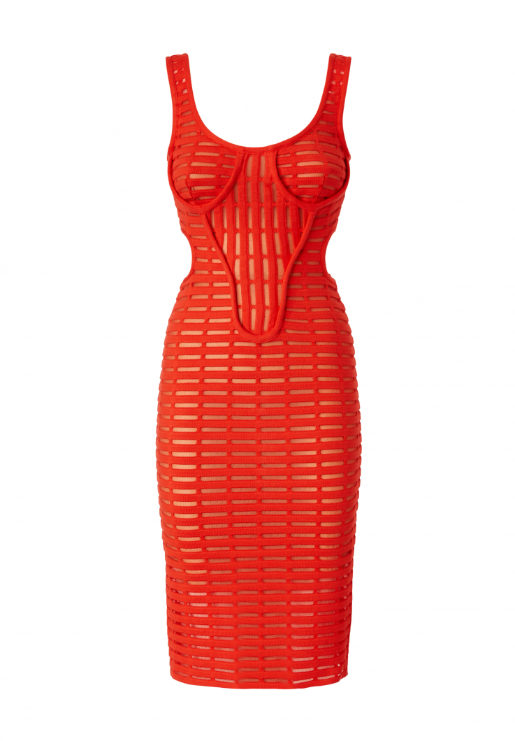 Red iconic dress with cut out