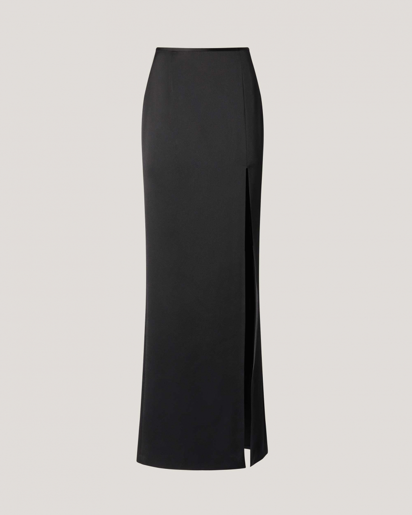 Long black skirt with high split