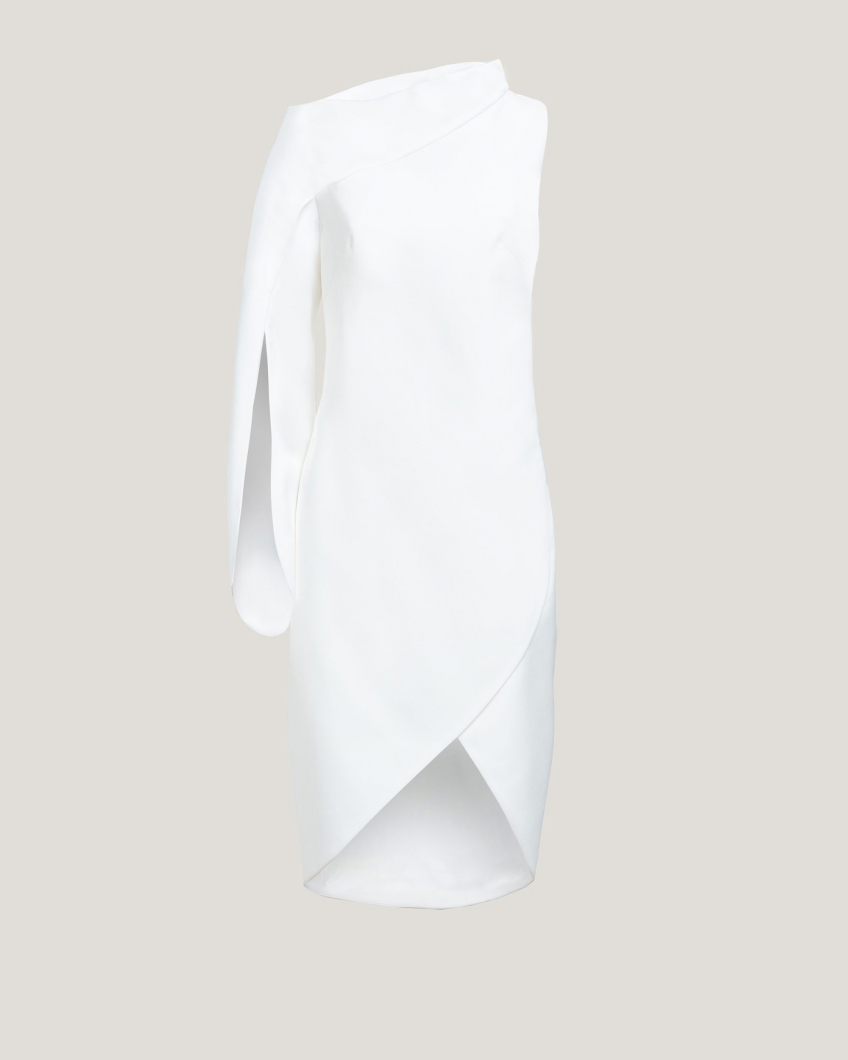 Asymmetrical cocktail white dress