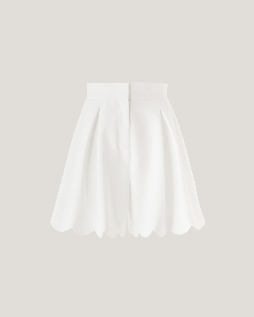 White shorts with scalloped bottom
