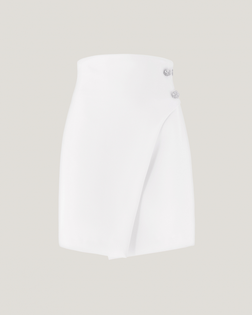 White wrap mini skirt