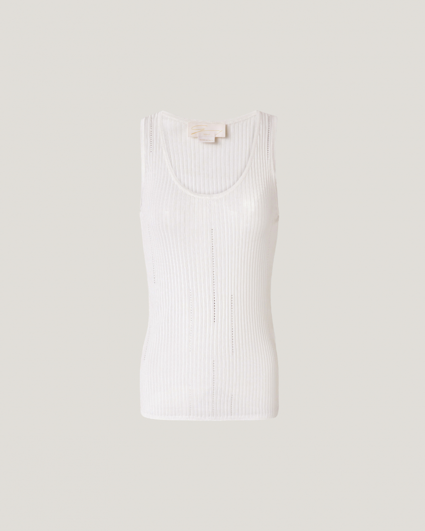 Ribbed white top with strass