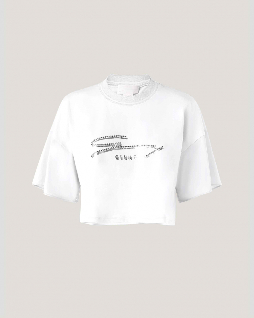Cropped white t-shirt with logo