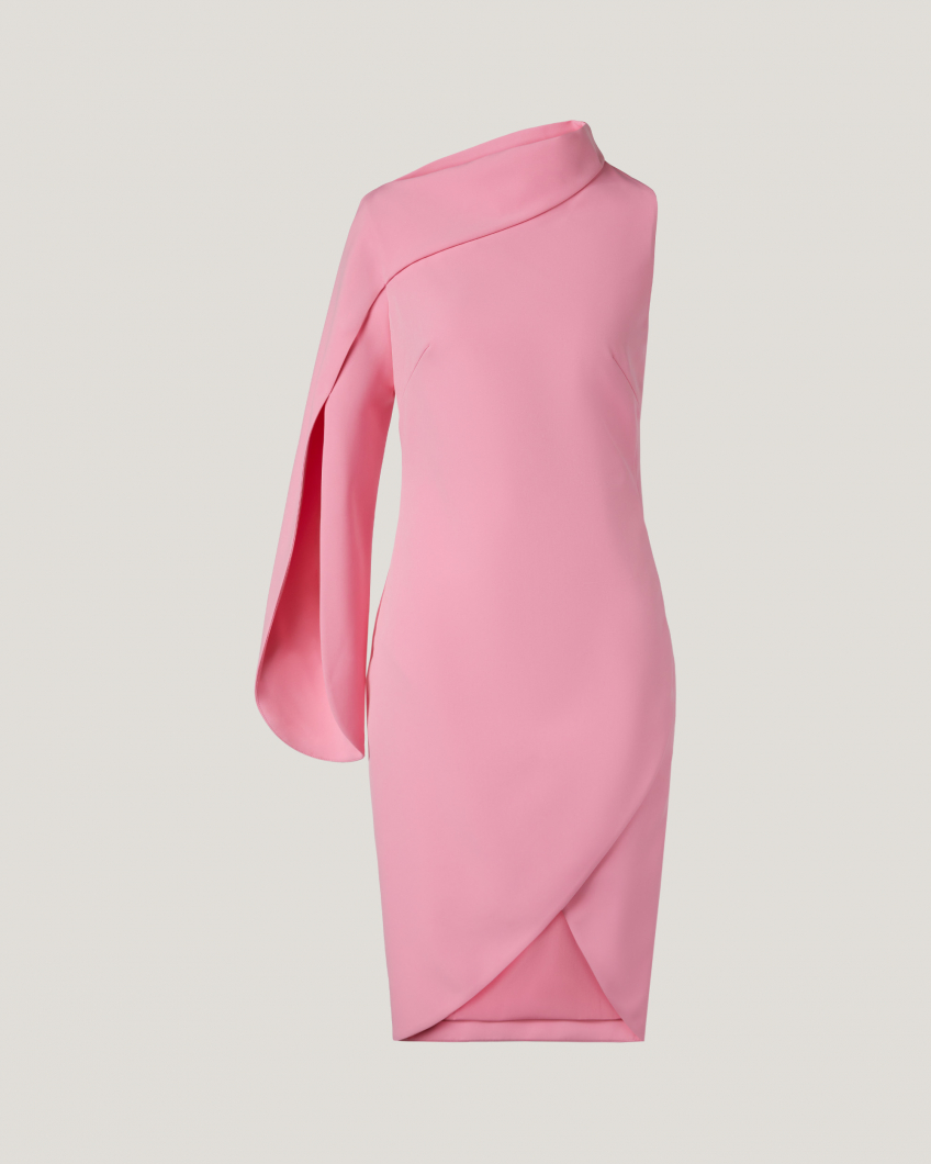 Petal sleeve pink cocktail dress