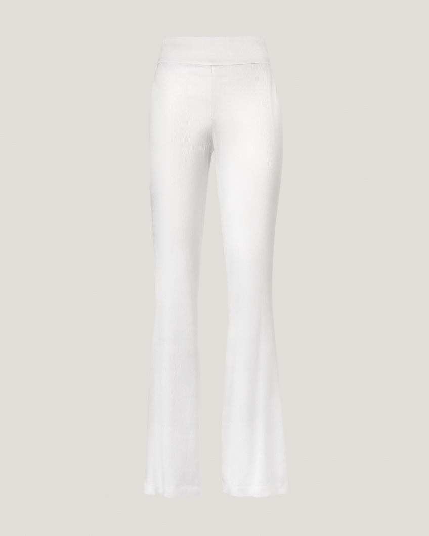 Slim-fit bell-bottom shiny trousers 