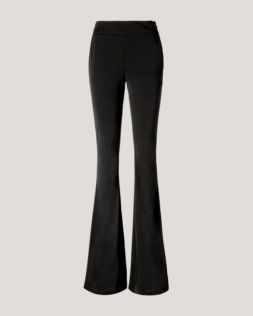 Black slim-fit bell-bottom trousers 