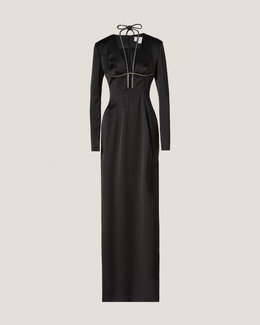 Black dress with a rhinestone weave 