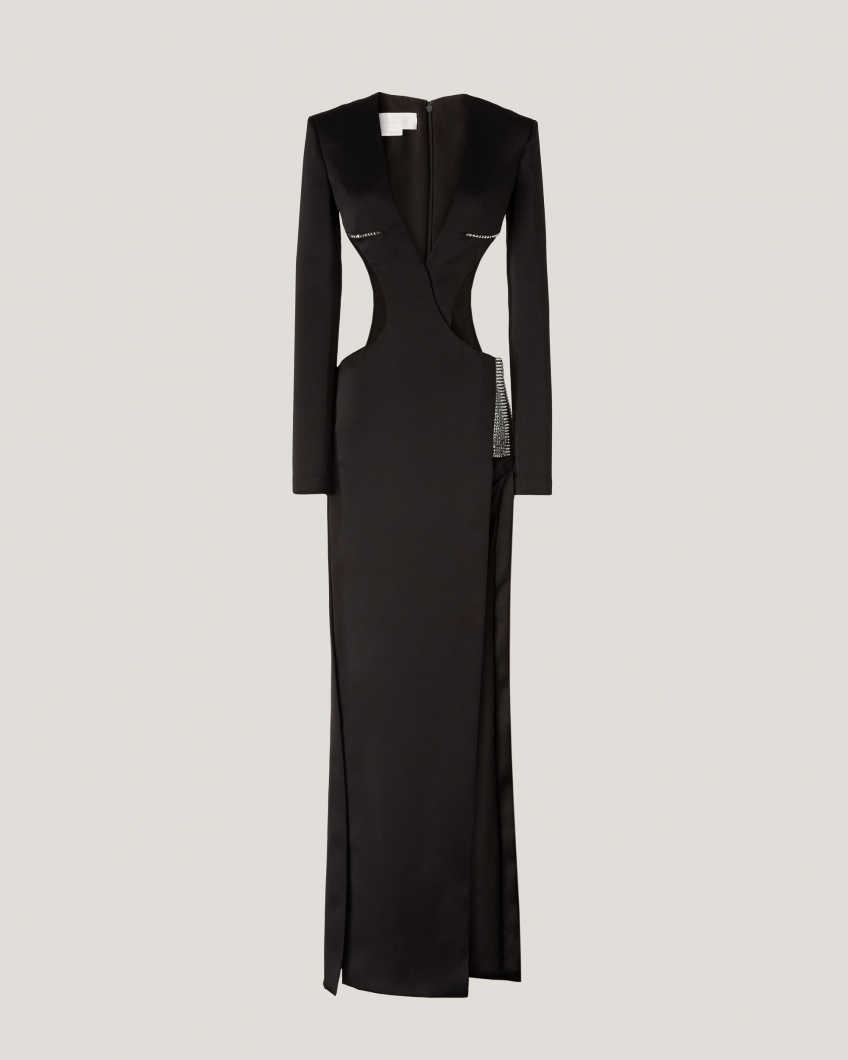 Black evening dress with rhinestones
