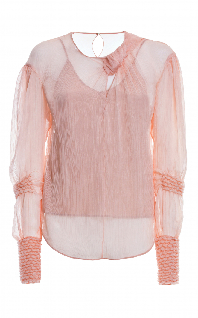 Crepe blouse with gathered sleeves 