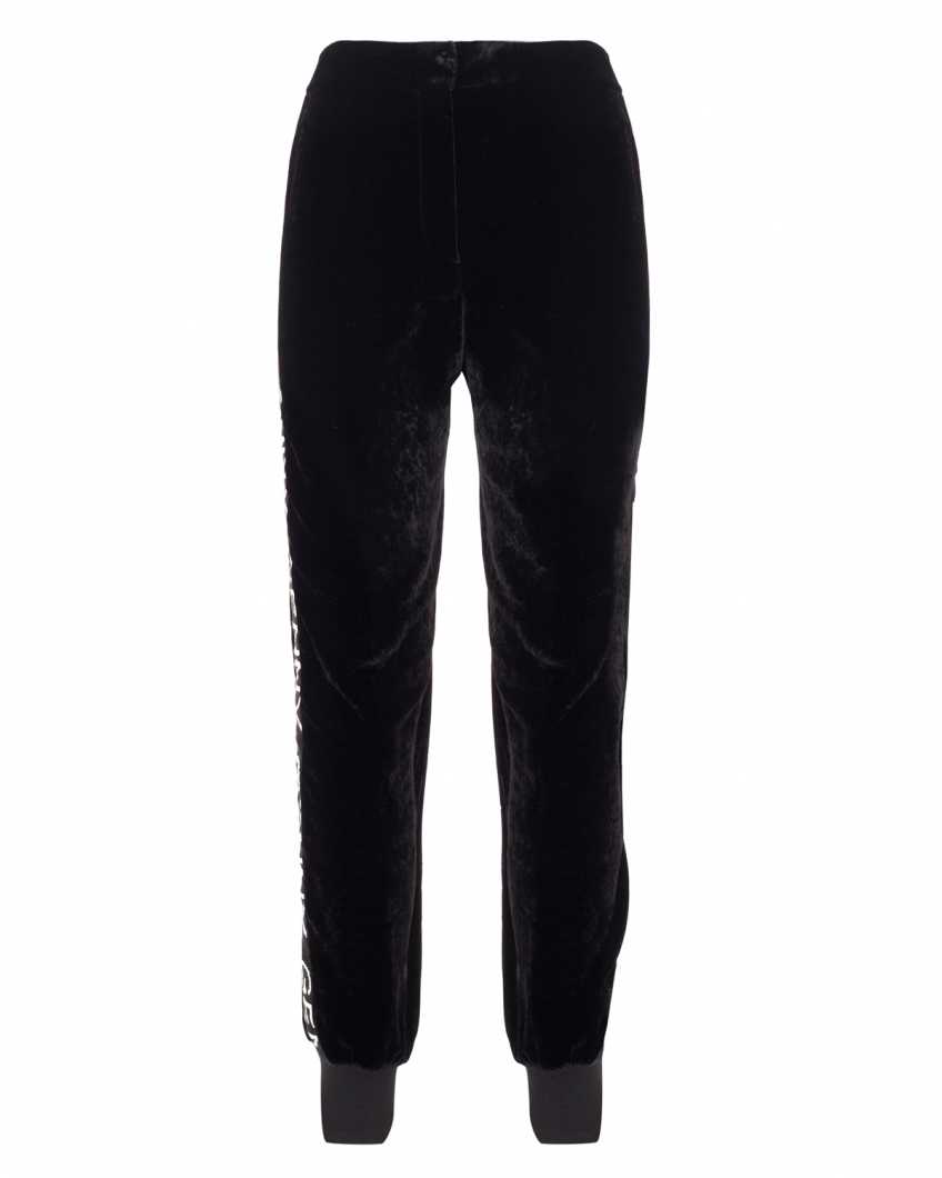 Velvet pants with contrasting side band 