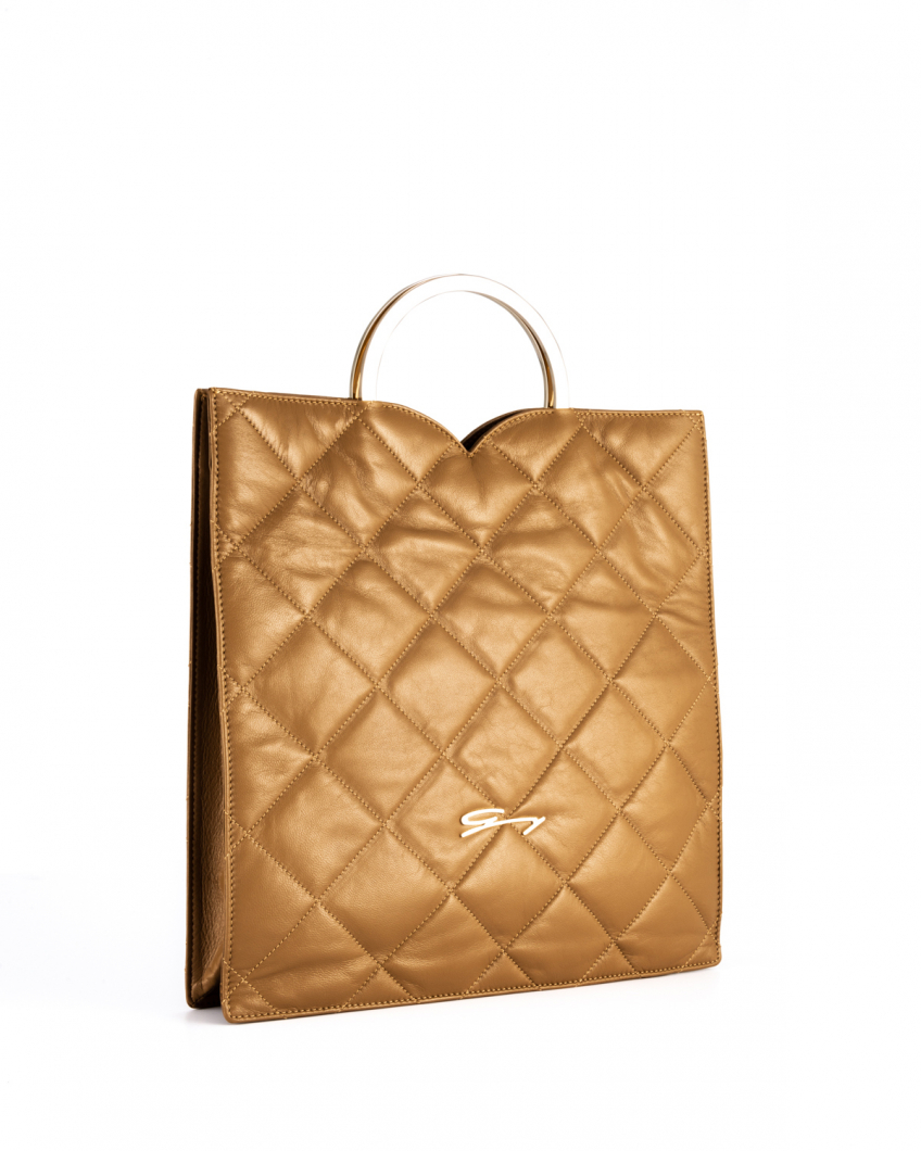 Square quilted leather bag