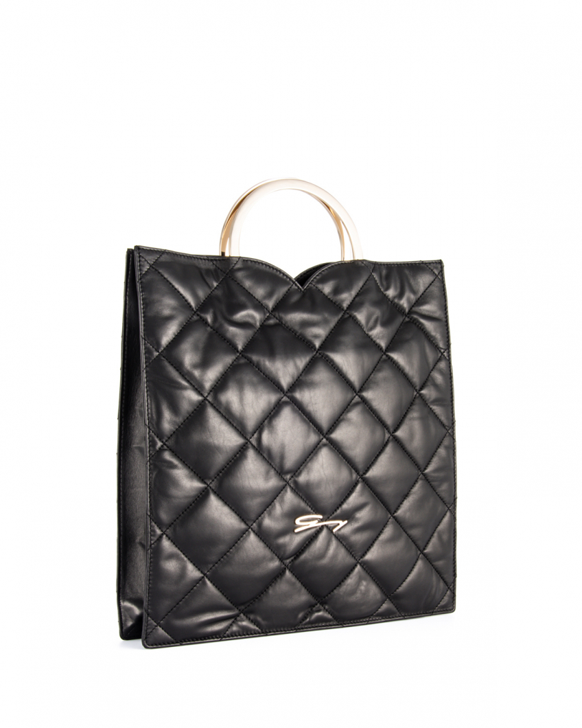 Black leather square bag