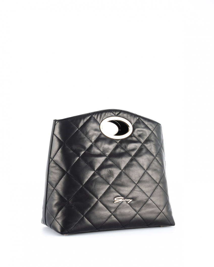 Sara black leather quilted bag