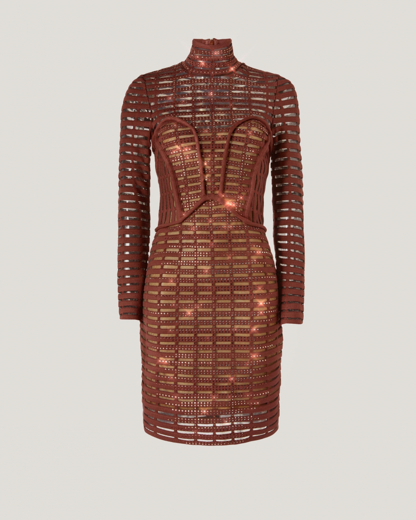 Cocktail conic dress with turtleneck