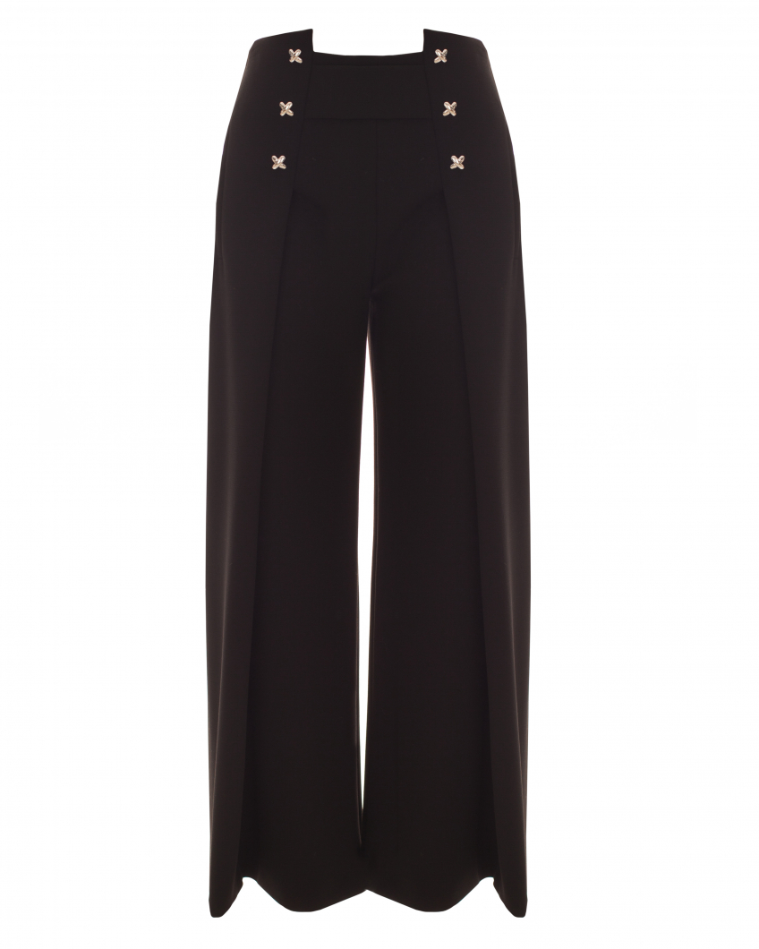 Black culottes with buttons at the waist 