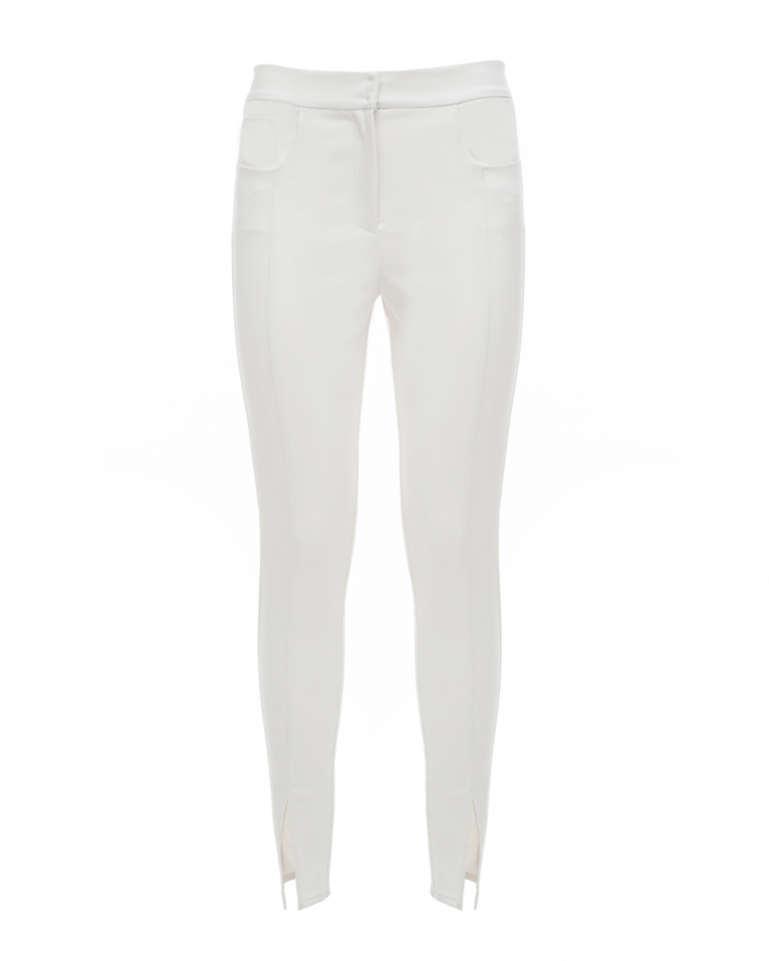 Stretch pants with ankle slit 