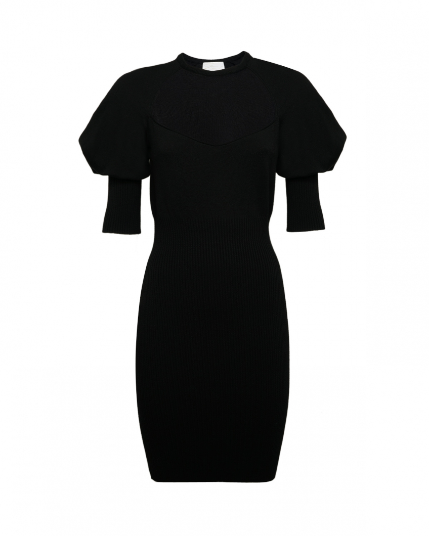 Black knitted bodycon dress