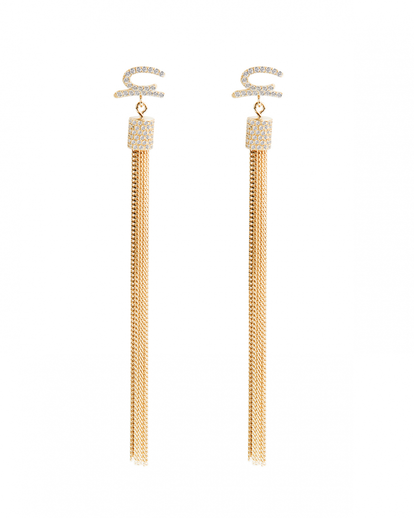 Crystal embellished gold-plated earrings