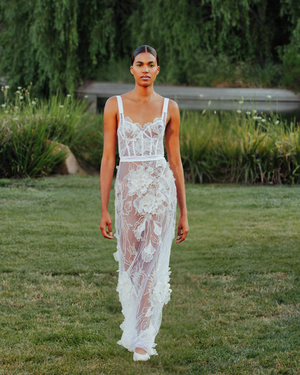 Tulle dress with 3D flowers