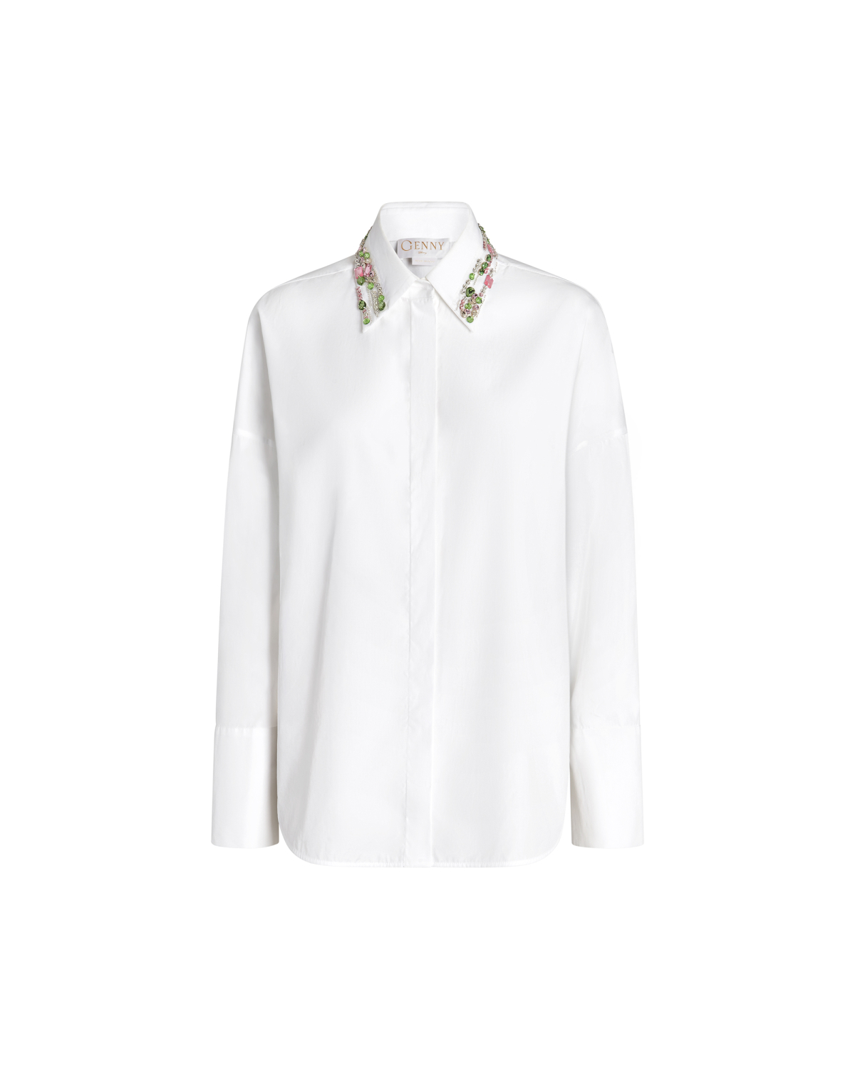Cotton poplin shirt with jeweled collar | Sale 40%, Saldi | Genny