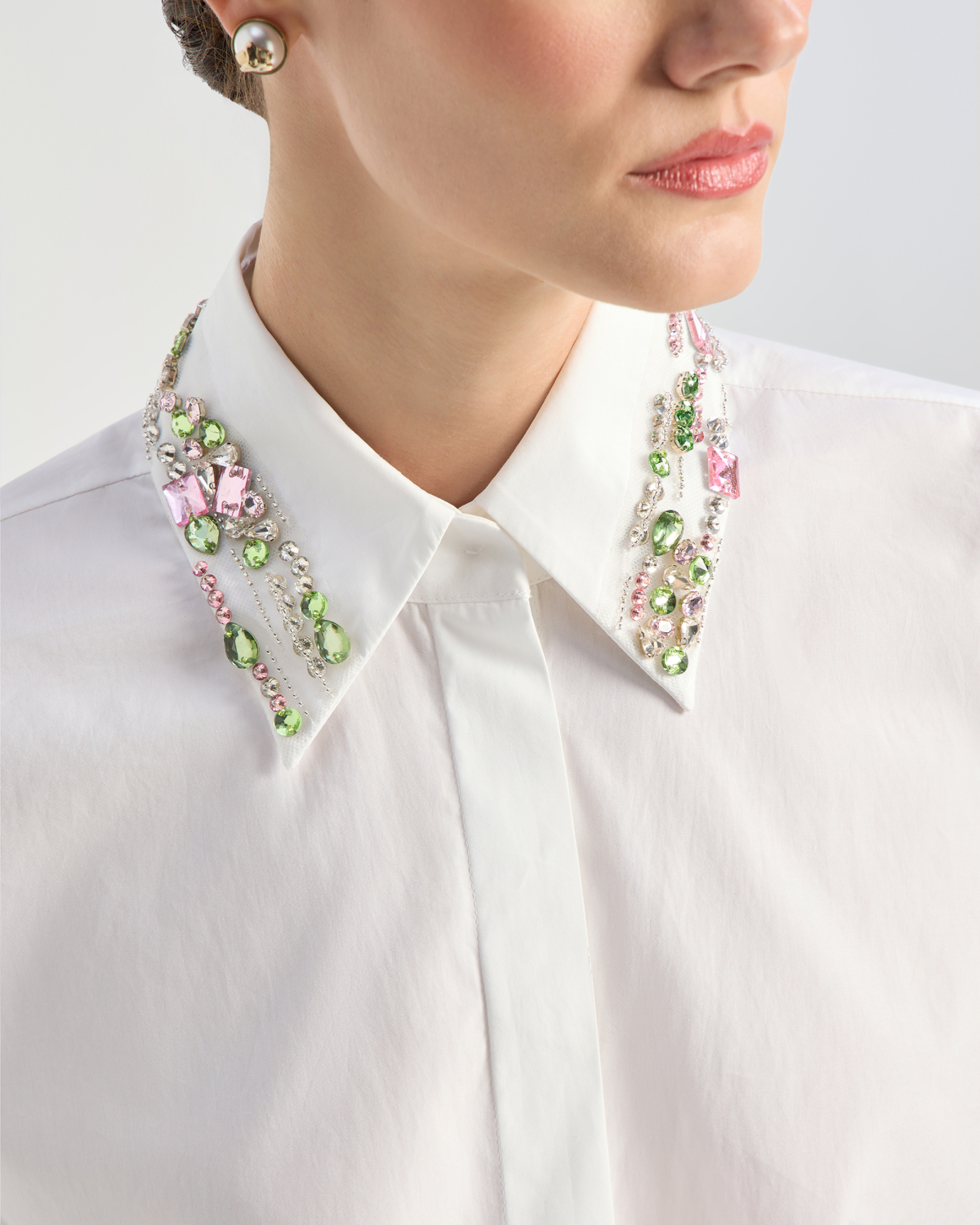 Cotton poplin shirt with jeweled collar | Sale 40%, Saldi | Genny