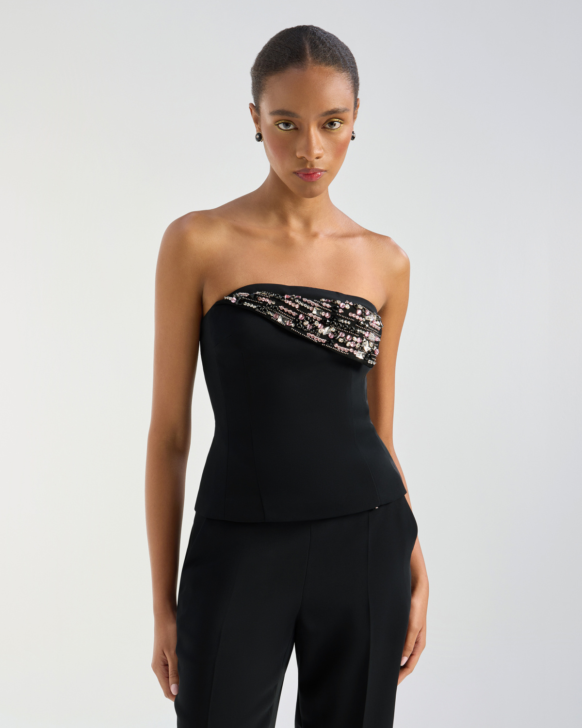 Top bustier in cady con scollo ricamato | Collezione Cruise 2026, Private sale summer 26, Saldi, Top & Bluse | Genny