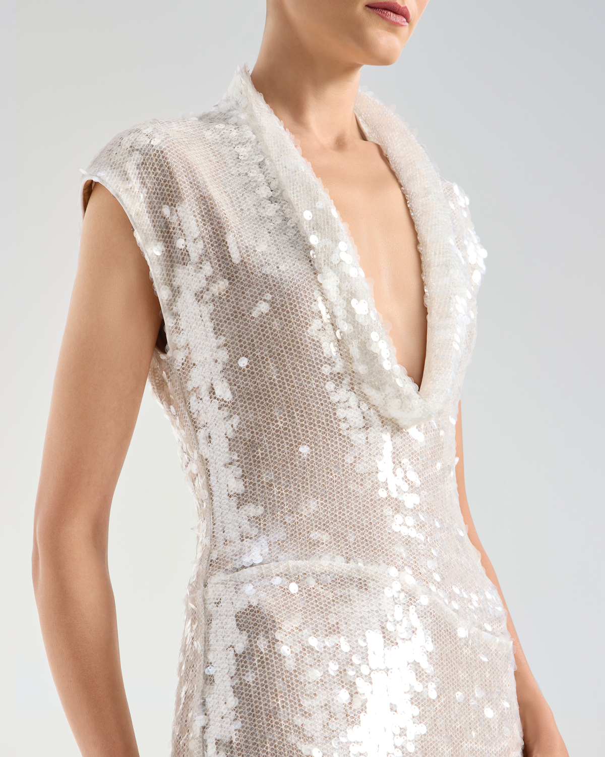 Sequin dress with draped neckline | Cruise 2026 Collection, Dresses & Jumpsuits | Genny