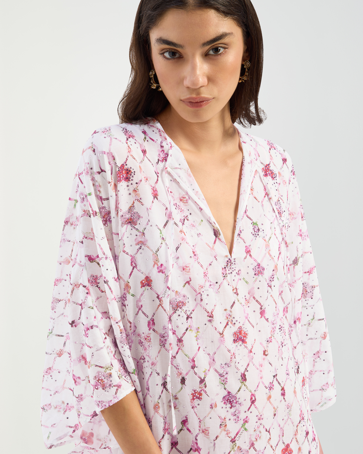 Muslin kaftan with tassel print | Beachwear, SS26 Show Collection | Genny